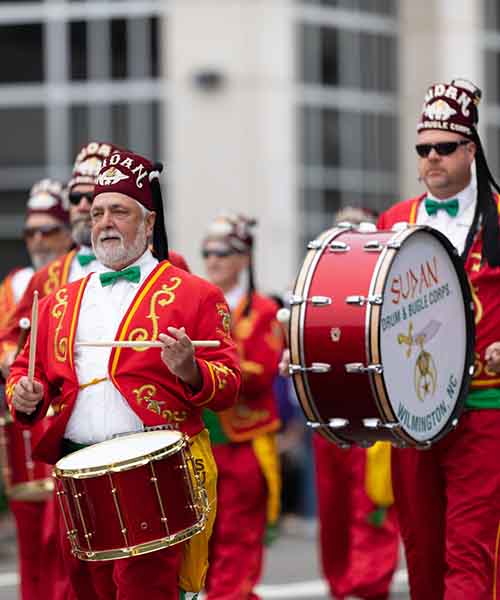 Shriners in marching band